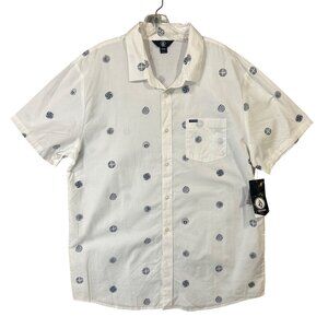 New Volcom White Warbler S/S Woven Shirt XXL Cotton Men's Button-Up NWT